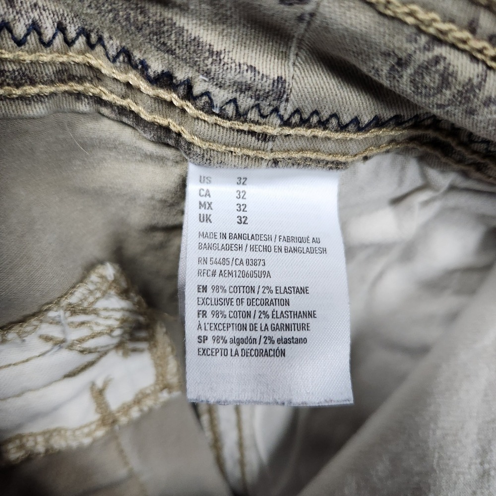 American Eagle Mens 32 Cargo Shorts Tan Brown Cave Art Print Classic Active Flex - Picture 5 of 14